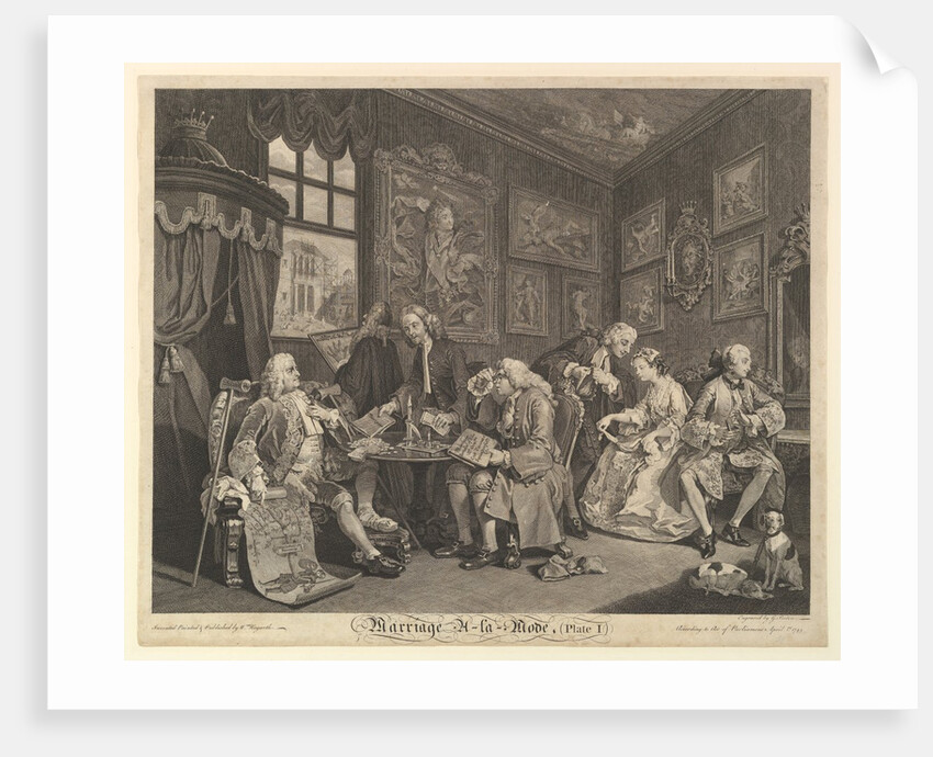 Marriage A-la-Mode, Plate I, April 1, 1745 by Gérard Jean-Baptiste Scotin