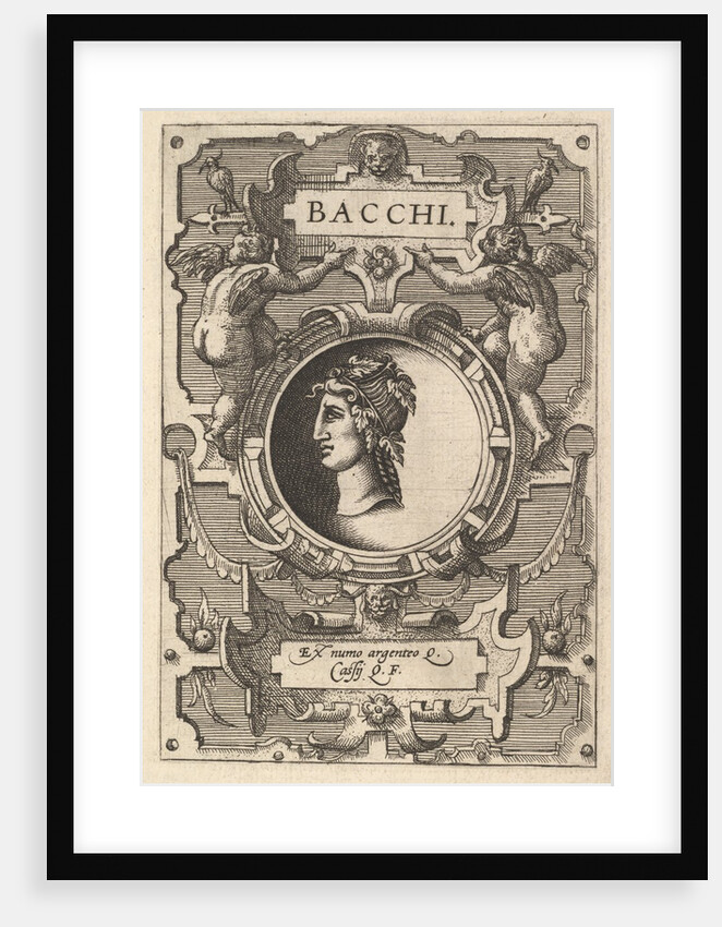 Bust of Bacchus surrounded by strapwork, from the series' Deorum dearumque,' a set of imag…, 1573 by Gerard van Groeningen/Johannes van Doetecum I/Lucas van Doetecum