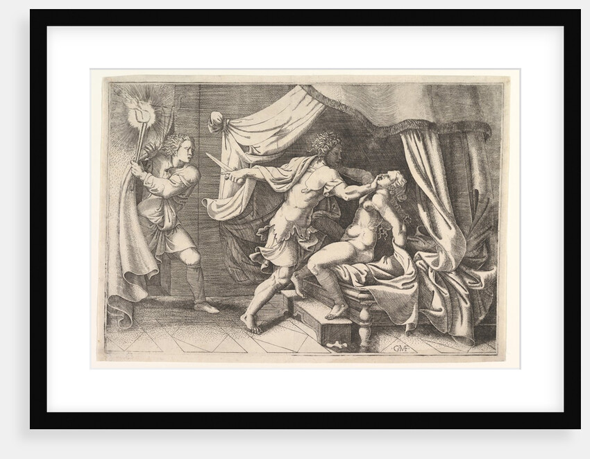 Tarquin attacking Lucretia, a servant at left witnessing the scene, ca. 1540 by Giorgio Ghisi