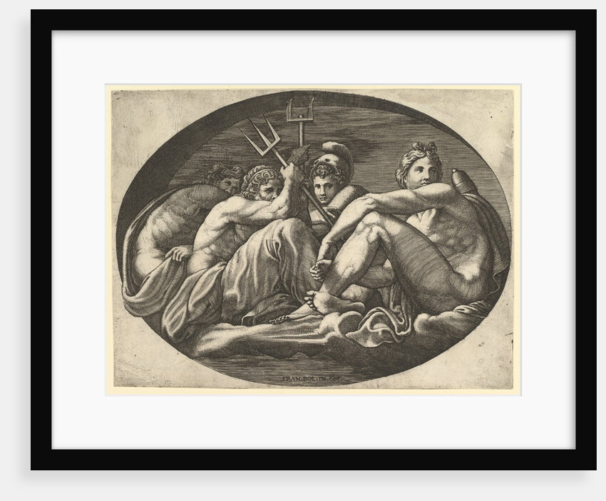Pluto, Neptune, Minerva and Apollo, from a series of eight compositions after Francesco P…, 1560s by Giorgio Ghisi