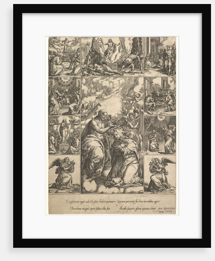 The Coronation of the Virgin; surrounded by nine vignettes with scenes from the life of…, by 1575 by Giorgio Ghisi