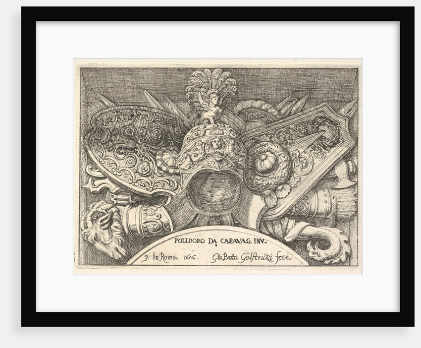 Plate 3: trophies of Roman arms from decorations above the windows on the second floor of …, 1656 by Giovanni Battista Galestruzzi