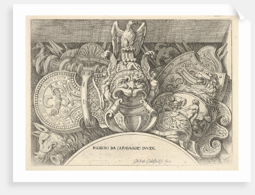 Plate 4: trophies of Roman arms from decorations above the windows on the second floor …, 1656-58 by Giovanni Battista Galestruzzi