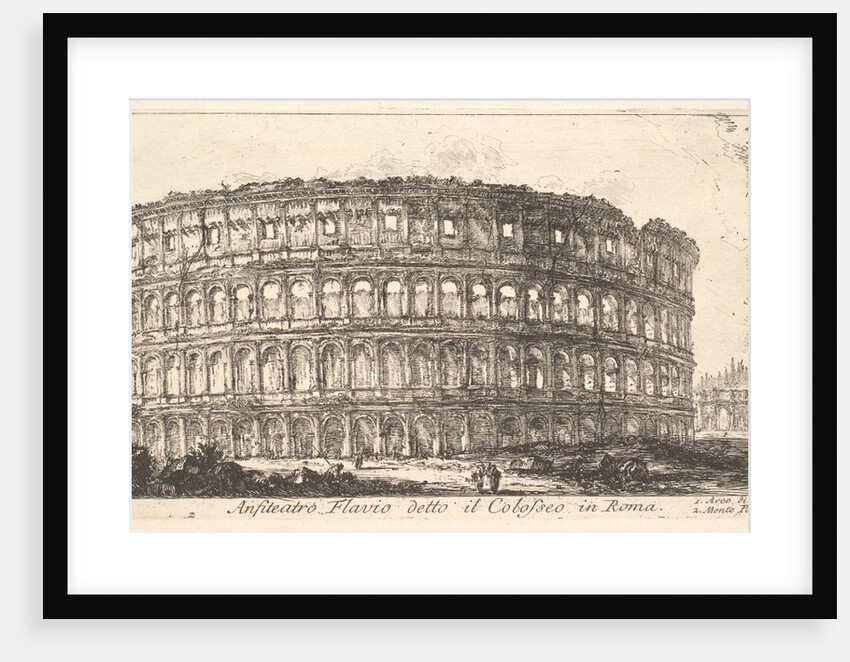 Plate 12: Flavian Amphitheater, called the Colosseum. 1. Arch of Constantine. 2. Palat…, ca. 1748 by Giovanni Battista Piranesi