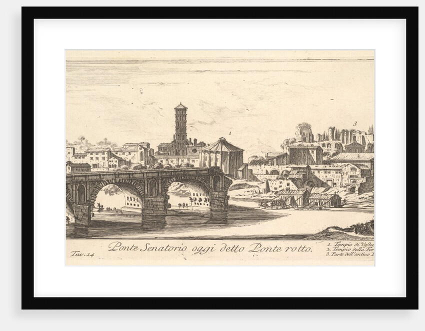 Plate 14: Senatorial Bridge, today called the Ponte Rotto. 1. Temple o…, ca. 1748 by Giovanni Battista Piranesi