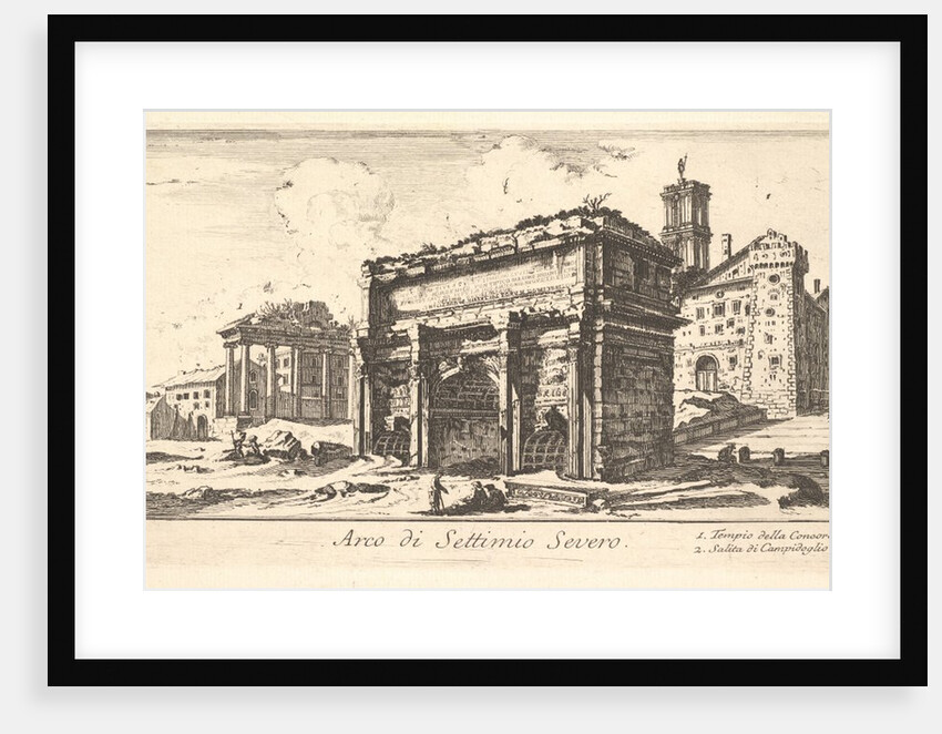 Plate 13: Arch of Settimius Severus 1. Temple of Concord. 2. Ascent to the Capitoline …, ca. 1748 by Giovanni Battista Piranesi