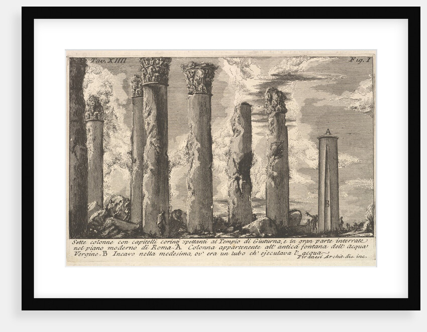Seven columns of the Temple of Juturna with Corinthian capitals . . by Giovanni Battista Piranesi