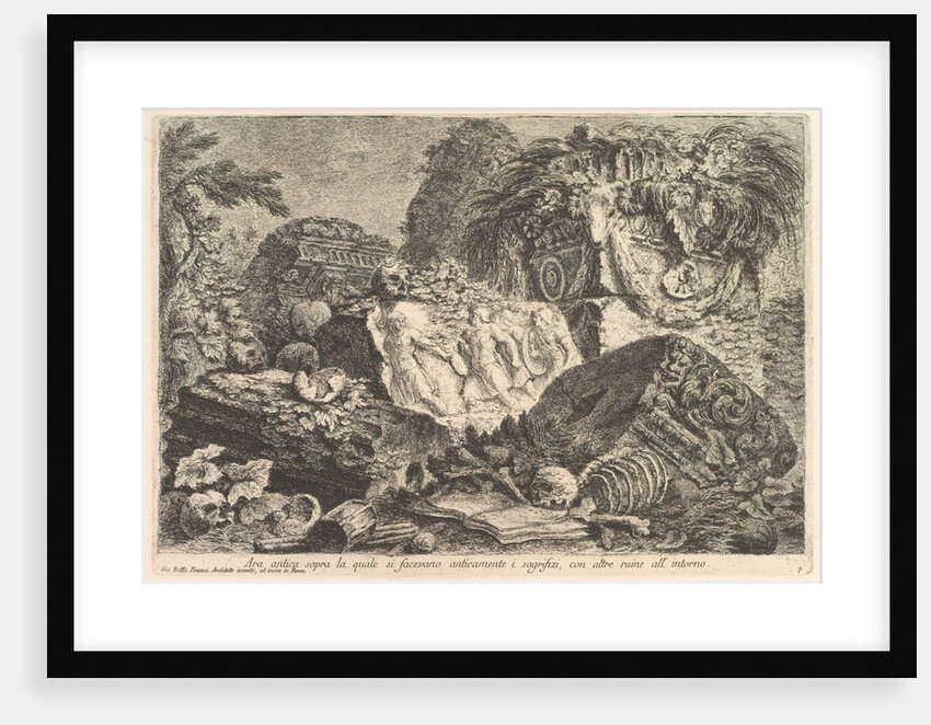 Ancient Altar on which sacrifices were performed in antiquity, surrounded by other rui…, ca. 1750 by Giovanni Battista Piranesi