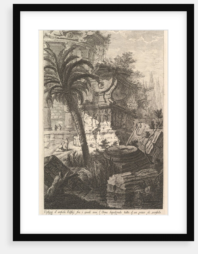 Remains of ancient buldings among which stands the sepulchral urn of Marcus Agrippa ma…, ca. 1750 by Giovanni Battista Piranesi