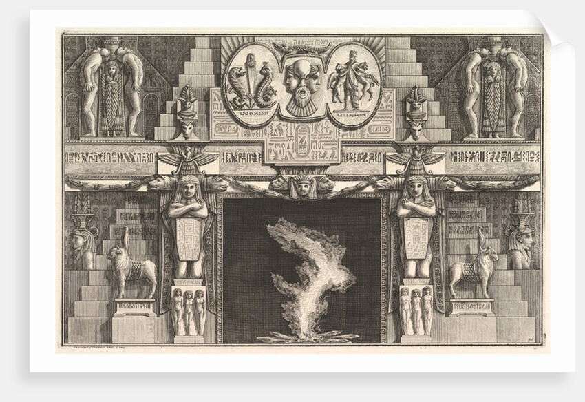 Chimneypiece in the Egyptian style: Groups of three female nudes at the base of each j…, ca. 1769 by Giovanni Battista Piranesi