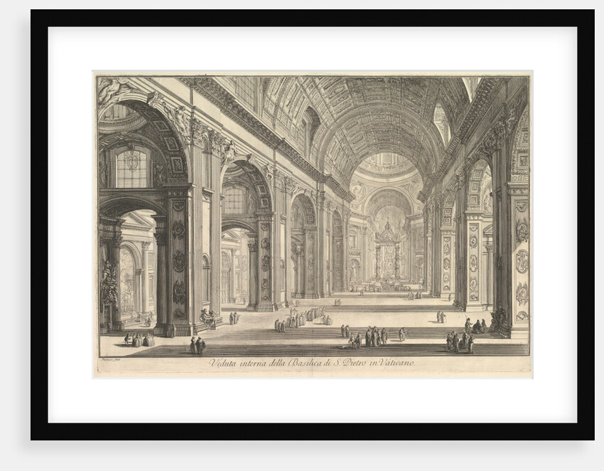Interior view of St. Peter's Basilica in the Vatican, from Vedute di Roma, ca. 1748 by Giovanni Battista Piranesi