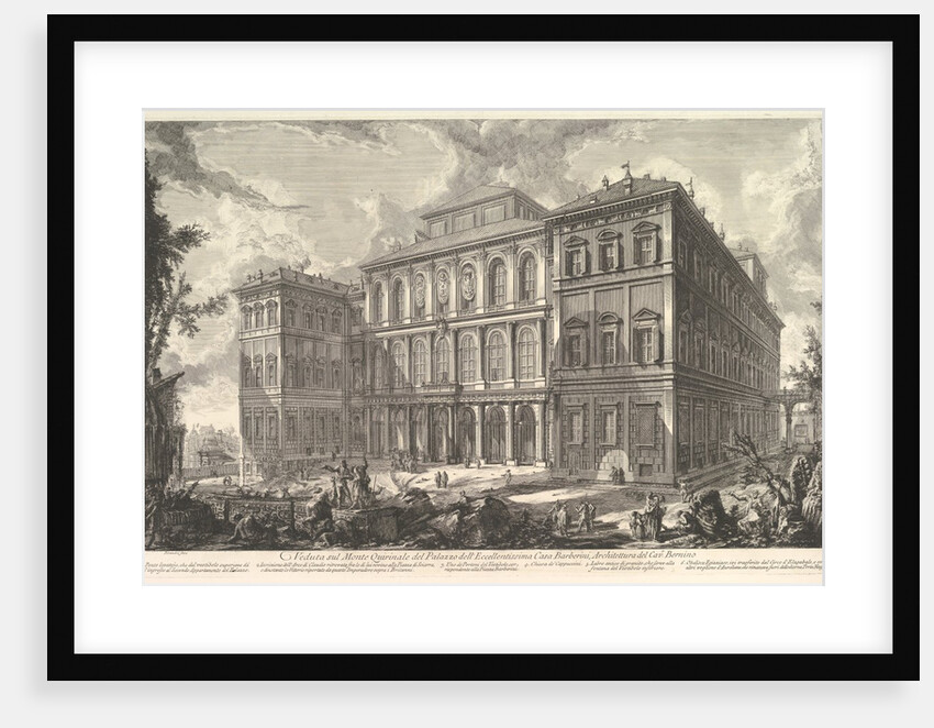 View of the palace of the illustrious Barberini family on the Quirinal Hill, desi…, ca. 1750-1759 by Giovanni Battista Piranesi