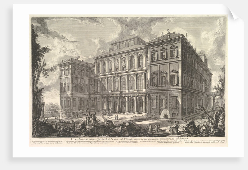 View of the palace of the illustrious Barberini family on the Quirinal Hill, desi…, ca. 1750-1759 by Giovanni Battista Piranesi