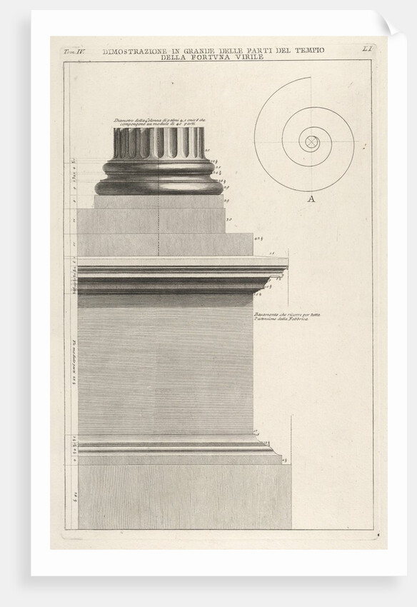 Section of column base from the Temple of Fortuna Virilis, f…, 1756 by Giovanni Battista Piranesi