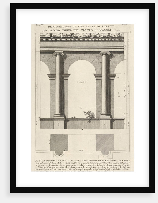 Elevation and plan of the second-order portico at the Theater of Marcellu by Giovanni Battista Piranesi