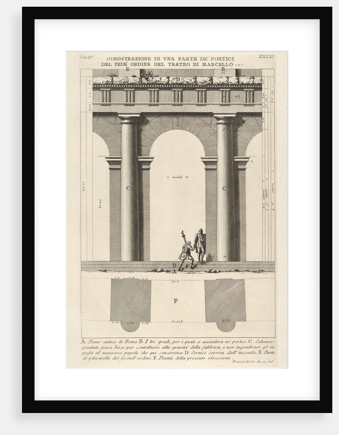 Partial elevation and plan of the first-order portico at the Theater of Marcellu by Giovanni Battista Piranesi