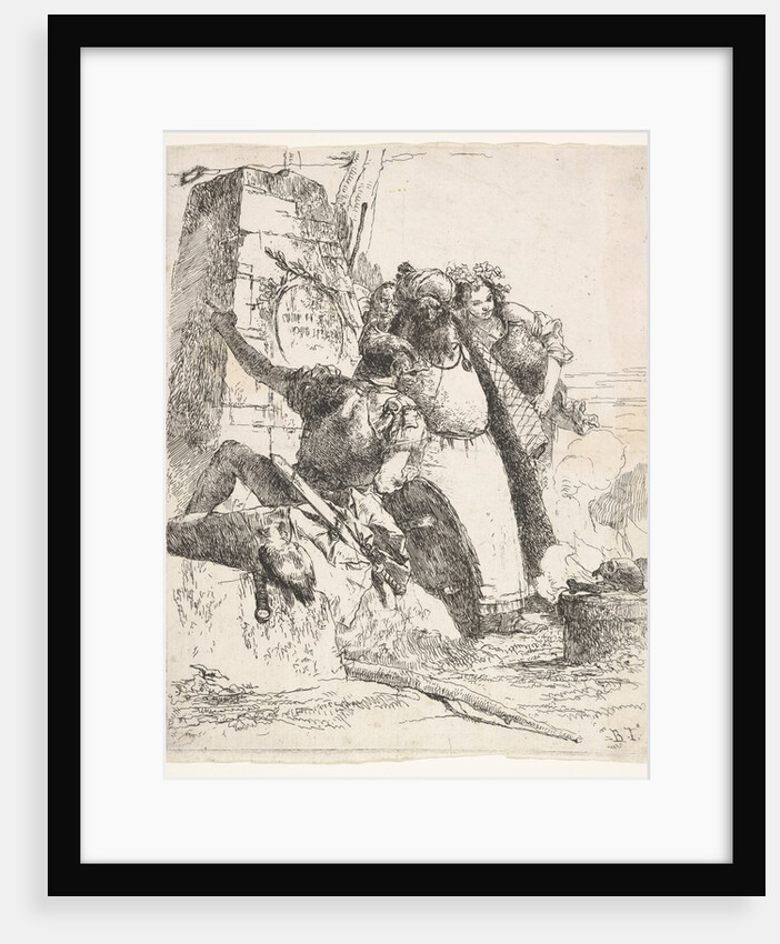 A scene of necromancy: a woman bearing a vessel, a turbaned man, and a soldier look…, ca. 1743-57 by Giovanni Battista Tiepolo