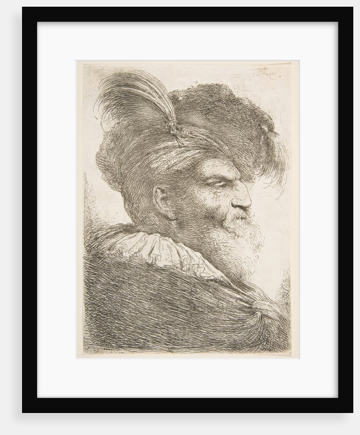 Head of an old man facing right, from the series of 'Large Oriental Heads', ca. 1645-1650 by Giovanni Benedetto Castiglione