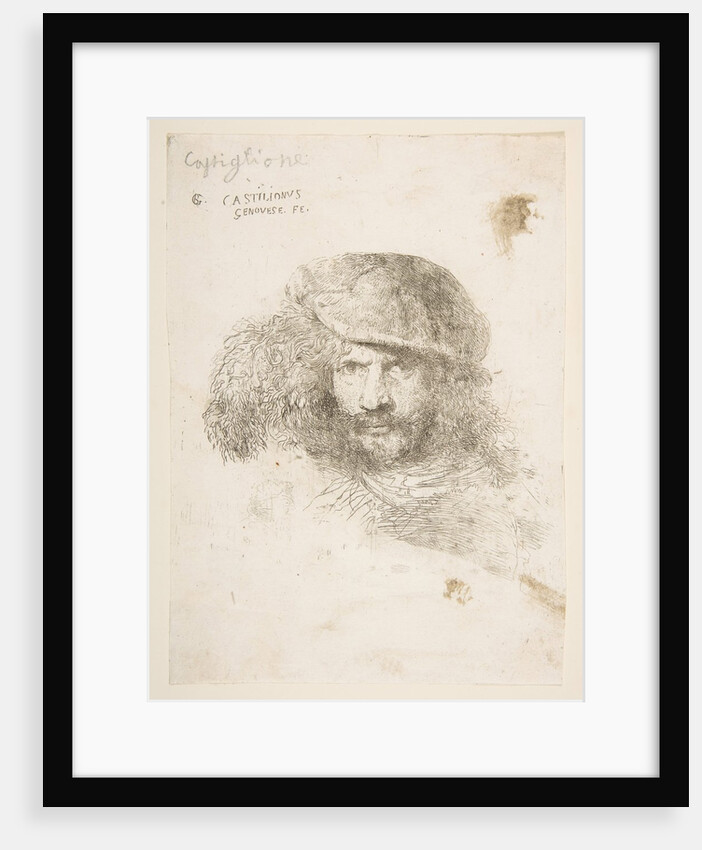 Head of a man wearing a feathered ca by Giovanni Benedetto Castiglione