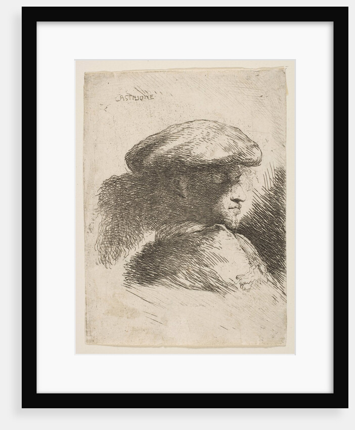 Man in profile facing right, wearing a fur hat, from series of 'Small Heads in Or…, ca. 1645-1650 by Giovanni Benedetto Castiglione