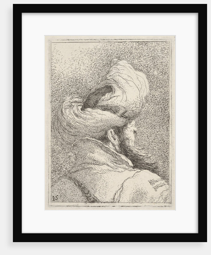 Bearded man wearing a turban, depicted in bust length from behind in three-quarters vi…, ca. 1770 by Giovanni Battista Tiepolo