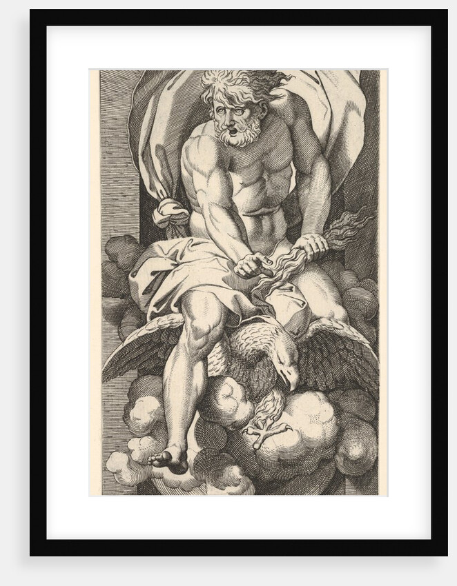 Plate 3: Jupiter emerging from a niche, riding an eagle and holding a thunderbolt in his l…, 1526 by Giovanni Jacopo Caraglio