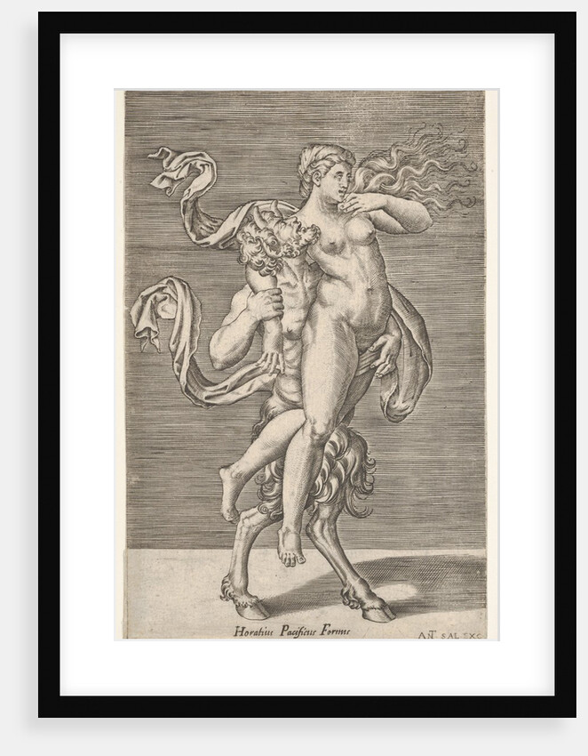Satyr carrying a nymph, whose right arm is wrapped around the satyr's neck, with a …, ca. 1505-62 by Antonio Salamanca
