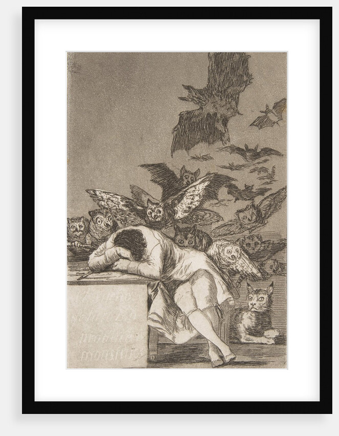 Plate 43 from 'Los Caprichos': The sleep of reason produces monster by Francisco Goya