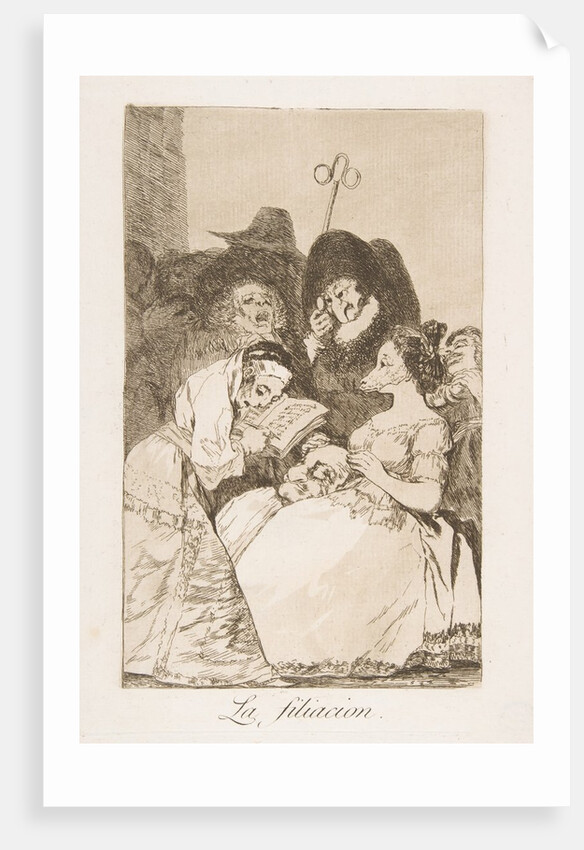 Plate 57 from 'Los Caprichos':The filiation, 1799 by Francisco Goya