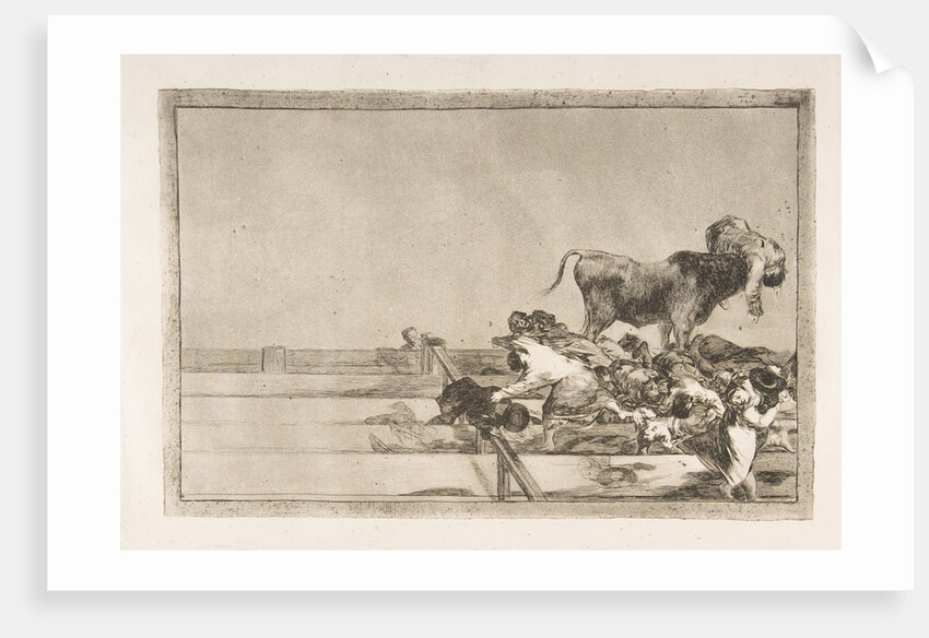 Plate 21 from the 'Tauromaquia': Dreadful events in the front rows of the ring at Madrid a…, 1816 by Francisco Goya