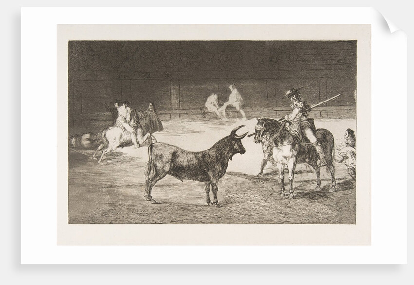 Plate 27 from the 'Tauromaquia': The celebrated picador, Fernando del Toro, draws the fier…, 1816 by Francisco Goya