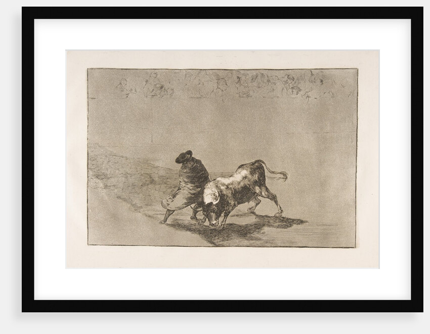Plate 14 from the 'Tauromaquia': The very skillful student of Falces, wrapped in his cape…, 1816 by Francisco Goya
