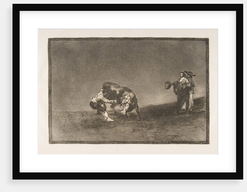 Plate 16 of the 'Tauromaquia': The same man throws a bull in the ring at Madrid., 1816 by Francisco Goya