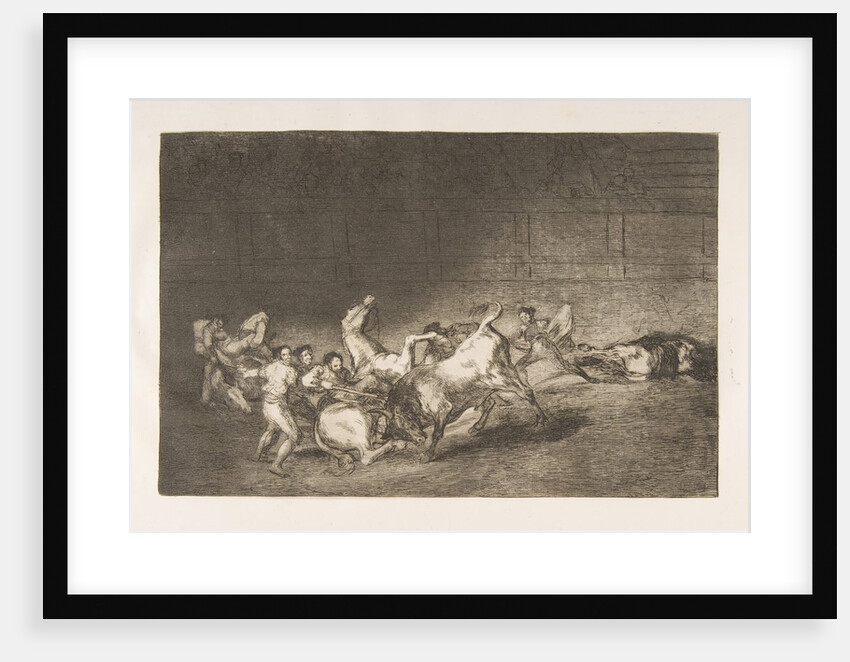 Plate 32 from the 'Tauromaquia':Two teams of picadors thrown one after the other by a sing…, 1816 by Francisco Goya