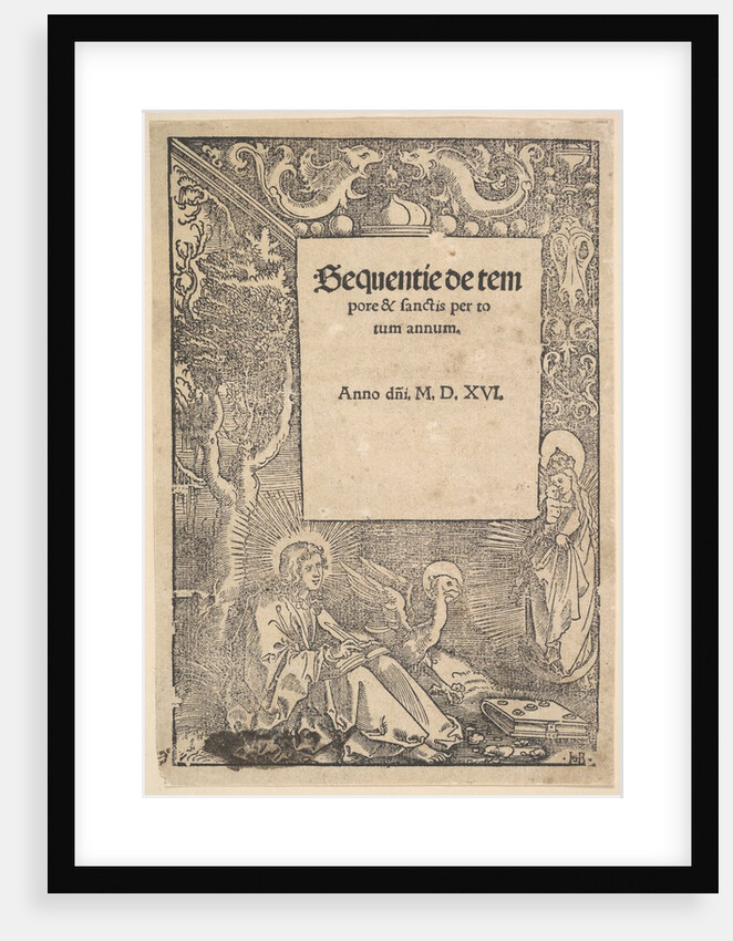 Saint John the Evangelist on Patmos, title page from Hymni de tempore et de sanctis, 1516 by Hans Baldung