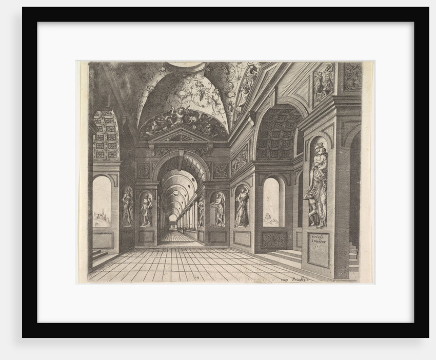 Perspective view of the interior of a hall, with cross-vault decorated with grot…, Published 1601 by Johannes van Doetecum I/Lucas van Doetecum