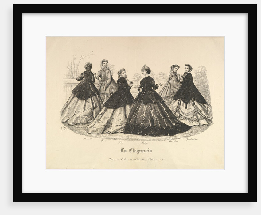 Six Women Outdoors, No. 676, from La Elegancia, 1865-66 by Heloise Leloir