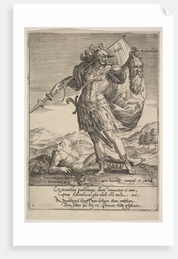 Judah with the Head of Adonibezek, from Willem van Haecht, Tyrannorum proemia, 1578, 1578 by Hieronymous Wierix