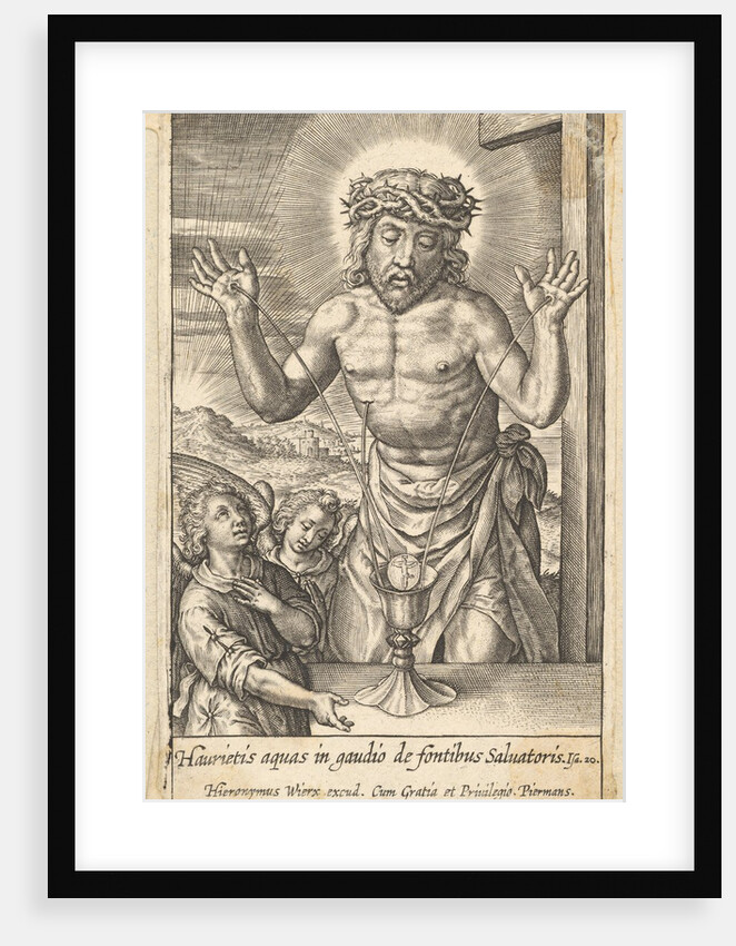 The Blood of the Redeemer Venerated by Two Angels, before 1619 by Hieronymous Wierix