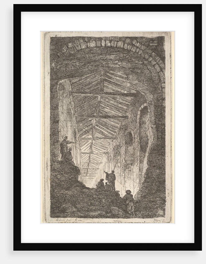 Plate 10: The Ancient Gallery: a large covered gallery, light entering from the bac…, ca. 1763-64 by Hubert Robert