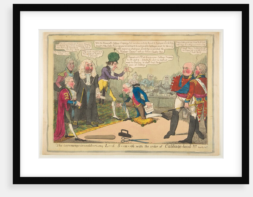 The Ceremony of Investiture of My L**d S**m**th with the Order of Cabbage-hood, ca. June 1819 by JL Marks