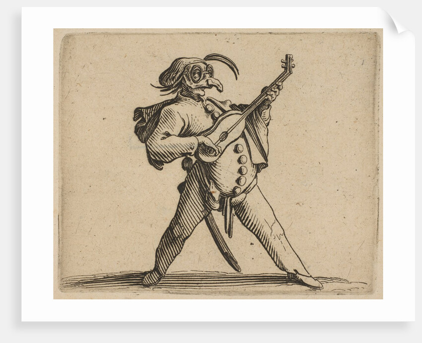 Le Comédien Masqué Jouant de la Guitare, from …, 1616-22 by Jacques Callot