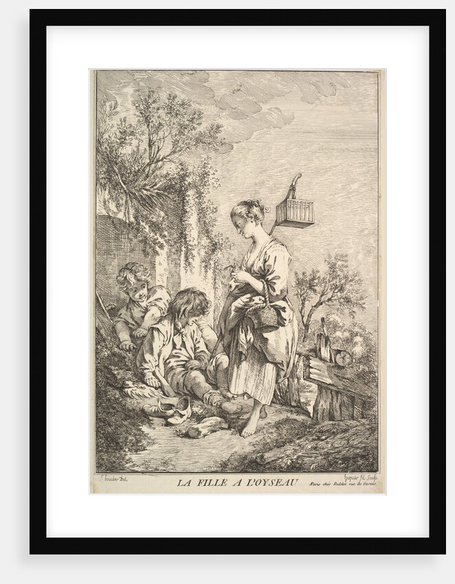 Girl with a Bird, mid to late 18th century by Jacques Gabriel Huquier