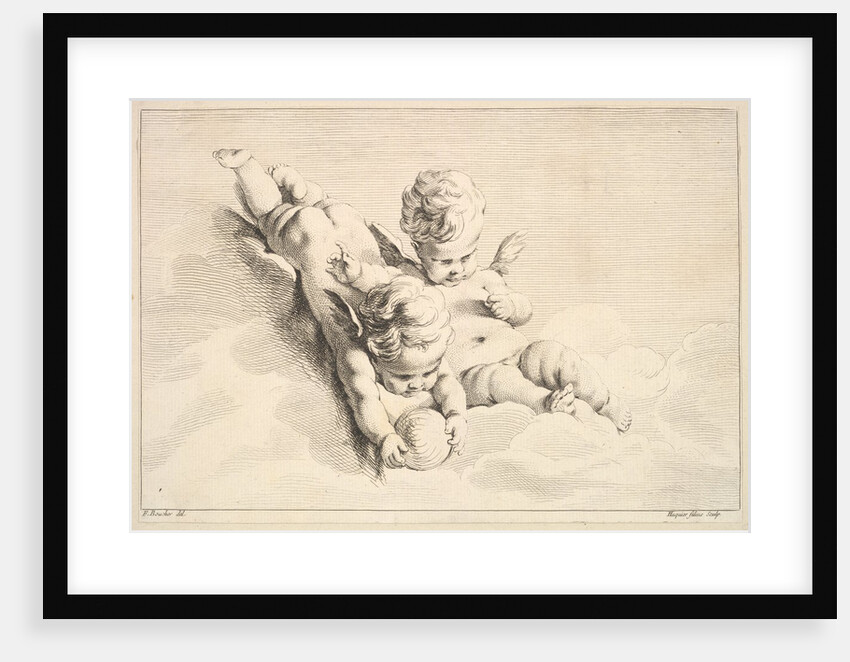 Two Cupids, One Holding a Ball, mid to late 18th century by Jacques Gabriel Huquier