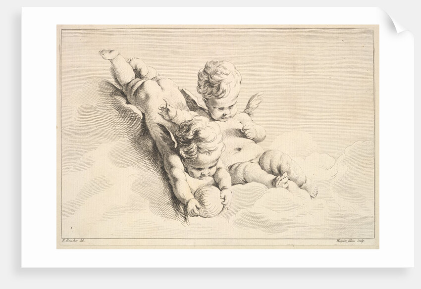 Two Cupids, One Holding a Ball, mid to late 18th century by Jacques Gabriel Huquier