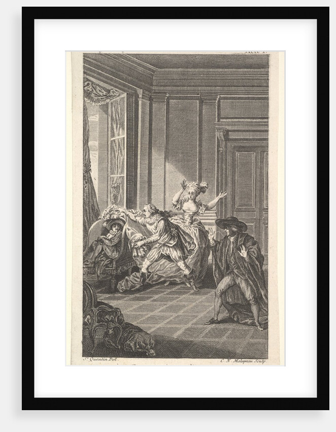 A man curled up in a chair looks toward another man who approaches him from the left i…, ca. 1784 by Claude Nicolas Malapeau