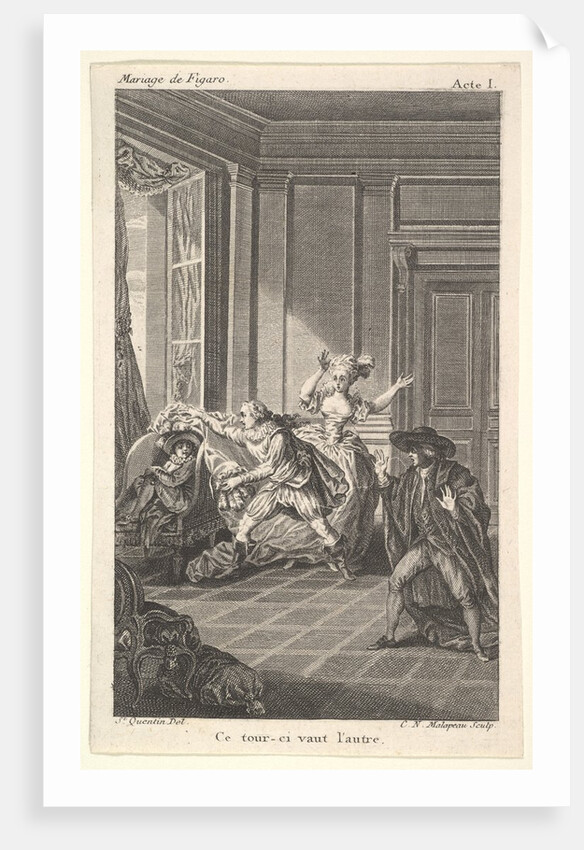 A man curled up in a chair looks toward another man who approaches him from the left i…, ca. 1784 by Claude Nicolas Malapeau