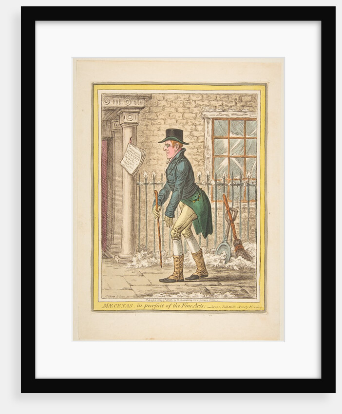 Maecenas, in pursuit of the Fine Arts.-Scene, Pall Mall; a Frosty Morning, May 9, 1808 by James Gillray