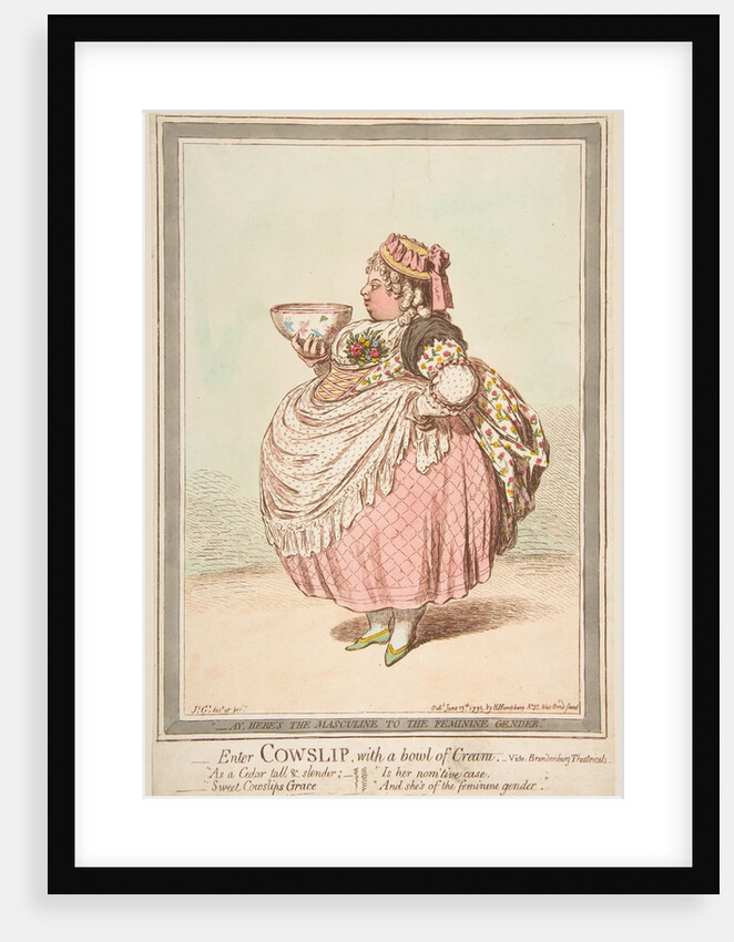 Enter Cowslip with a Bowl of Cream. - vide Brandenburg Theatricals, June 13, 1795 by James Gillray