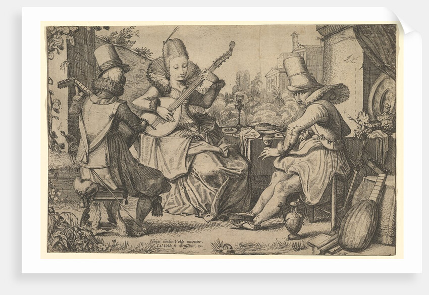 Two Elegantly Dressed Men and a Woman in a Garden, 1613-41 by Jan van de Velde II